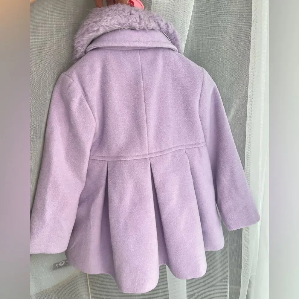 MONSOON CHILDREN Girl’s‎ Faux Fur Collar Trim Coat, Lavender, 18-24 Mon